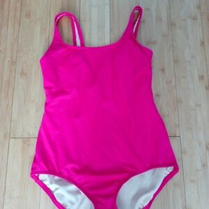 NWOT Land's End Fushia Pink One Piece  Swimsuit Size 12P